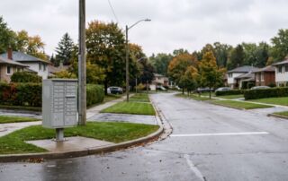 canada post community mailbox on a residential street under the canada post transformation plan