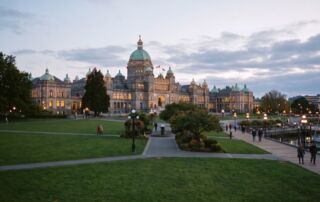 bc election 2026 for small business: 7 clear issues beyond the pst 2 bc parliament buildings at dusk, the setting for the bc election 2026 small business debate
