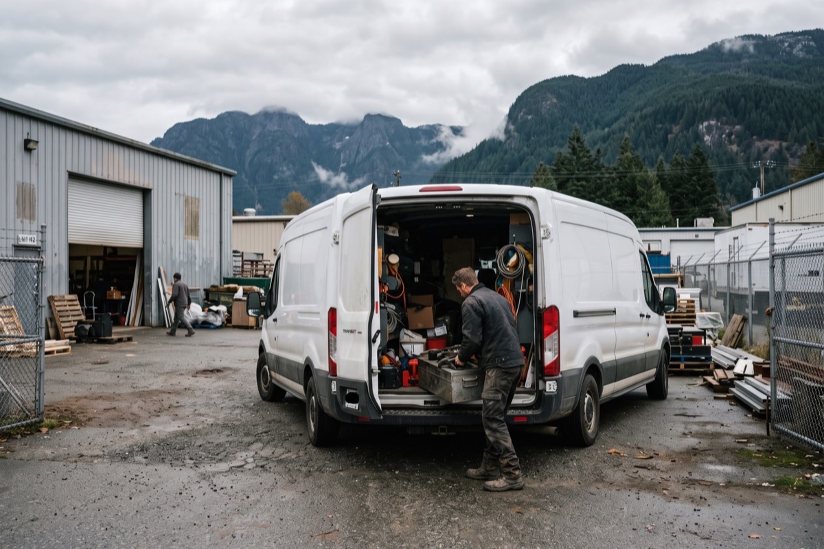 bc ndp promises to small business: 12 checked against the record 3 light-industrial yard with a contractor loading a van, the premises an industrial land reserve was meant to protect