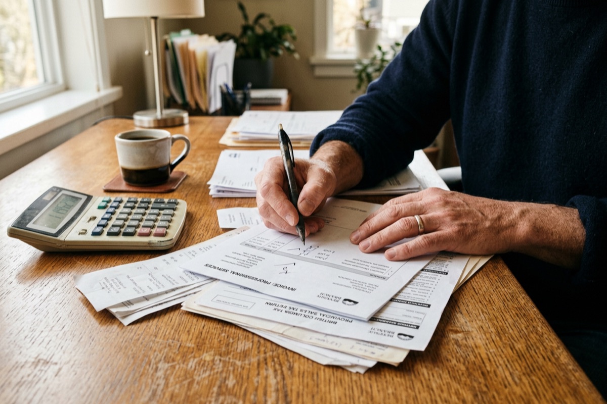 bc pst expansion paused: professional services stay exempt in 2026 2 bc pst expansion paused: a business owner reviewing professional-services invoices and b.c. tax paperwork
